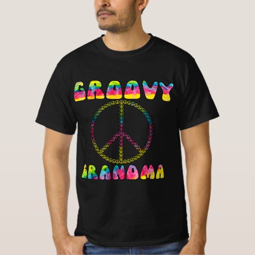 Vintage Tie Dye Peace Sign Groovy Grandma Gift T_Shirt