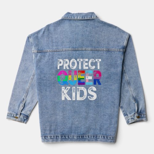 Vintage Tie Dye Protect Queer Kids Lgbt Pride Mont Denim Jacket