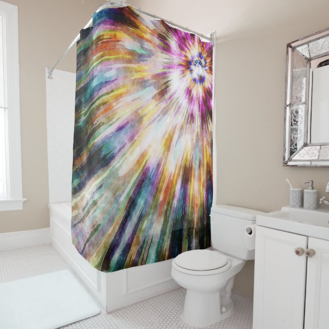Vintage Tie Dye Shower Curtain (In Situ)