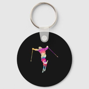 Vintage Tie Dye Snow Ski Lover Graphic Art Print S Keychain