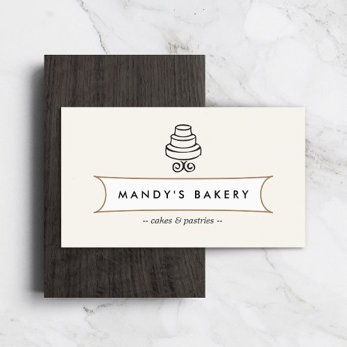 VINTAGE CAKE LOGO I for Bakery, Cafe, Catering Business Card Templates