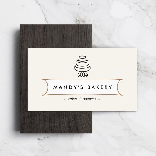 Customizable VINTAGE CAKE LOGO I for Bakery, Cafe, Catering Business Card Templates