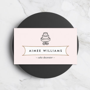 Vintage Tiered Cake Logo on Pink Business Card