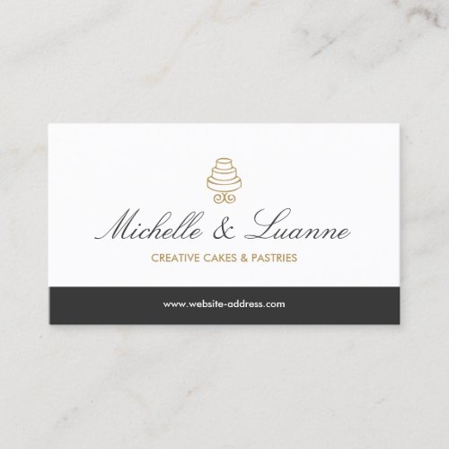 Vintage Tiered Cake Logo with Elegant Type White Business Card