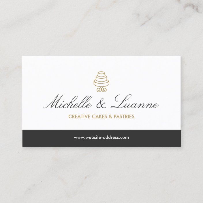 Vintage Tiered Cake Logo With Elegant Type White Business Card Zazzle Com