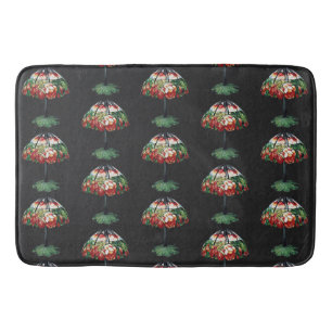 Vintage Tiffany Art Nouveau Red Lotus Floral Bath Mat