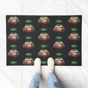 Vintage Tiffany Art Nouveau Red Lotus Floral Doormat