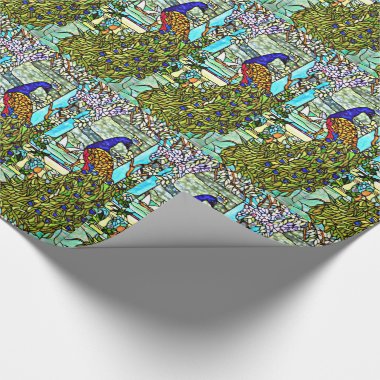 Vintage Tiffany Stained Glass Peacock Wrapping Paper