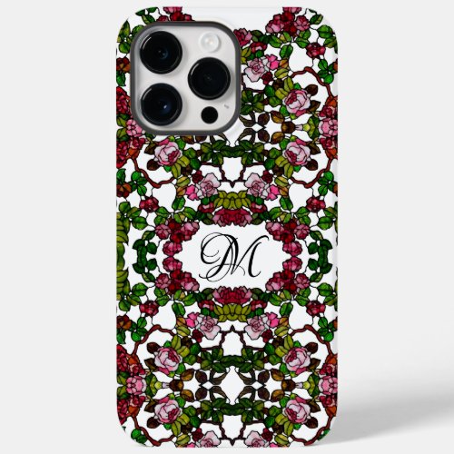 Vintage Tiffany Stained Glass Pink and red Roses Case_Mate iPhone 14 Pro Max Case