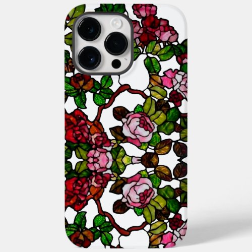 Vintage Tiffany Stained Glass Pink and red Roses  Case_Mate iPhone 14 Pro Max Case