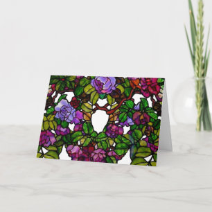 Vintage Tiffany Stained Glass Purple Roses Card