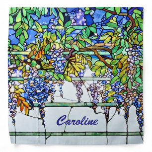 Vintage Tiffany Stained Glass Wisteria Floral Art Bandana