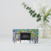 Vintage Tiffany Stained Glass Wisteria Floral Art Business Card (Standing Front)