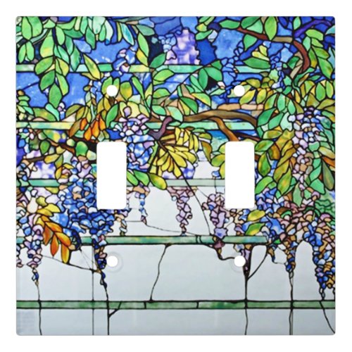 Vintage Tiffany Stained Glass Wisteria Floral Art Light Switch Cover