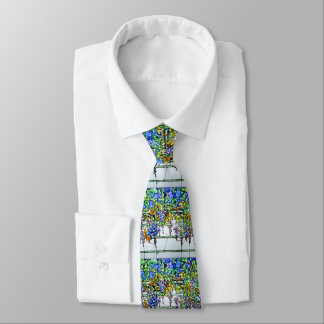 Vintage Tiffany Stained Glass Wisteria Floral Art Neck Tie