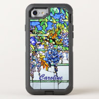 Vintage Tiffany Stained Glass Wisteria Floral Art