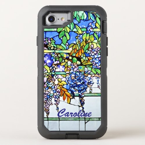Vintage Tiffany Stained Glass Wisteria Floral Art OtterBox Defender iPhone SE87 Case