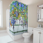 Vintage Tiffany Stained Glass Wisteria Floral Art Shower Curtain at Zazzle
