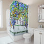 Vintage Tiffany Stained Glass Wisteria Floral Art Shower Curtain