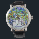 Vintage Tiffany Stained Glass Wisteria Floral Art Watch<br><div class="desc">Vintage Tiffany Stained Glass Wisteria Floral Womens Watch for your personalization. Personalize it with recipient's name/any text or click the "Customize It" button to go to the design tool where you can change the font, text size, text color, text positioning and more or delete the text if desired.</div>