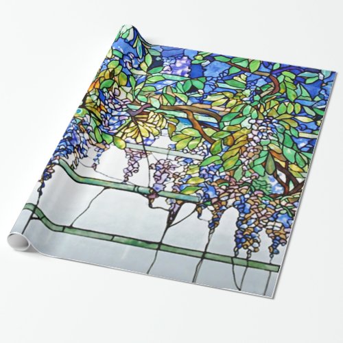 Vintage Tiffany Stained Glass Wisteria Floral Art Wrapping Paper