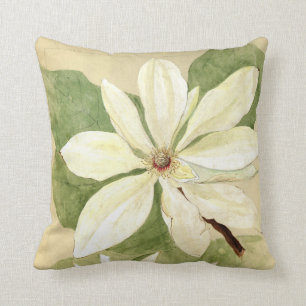 Vintage Tiffany Umbrella Magnolia Flower Study Throw Pillow