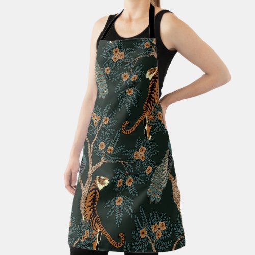 Vintage tiger and peacock apron