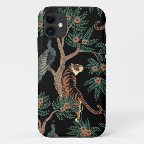 Vintage tiger and peacock Case_Mate iPhone 11 Case