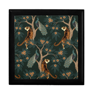 Vintage tiger and peacock gift box