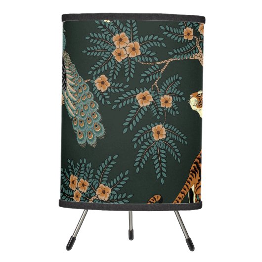 Vintage tiger and peacock lamp (Front)