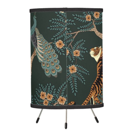 Vintage tiger and peacock lamp (Back)