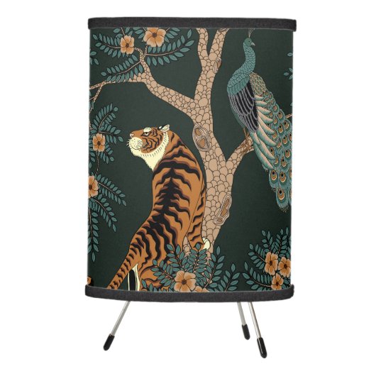 Vintage tiger and peacock lamp (Right)