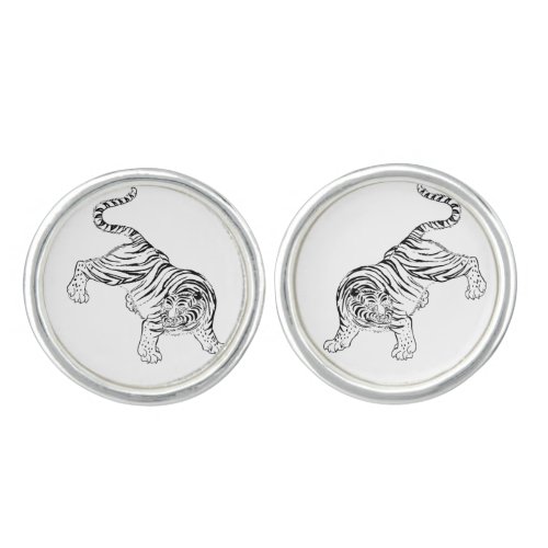 Vintage Tiger Asian Culture Cufflinks