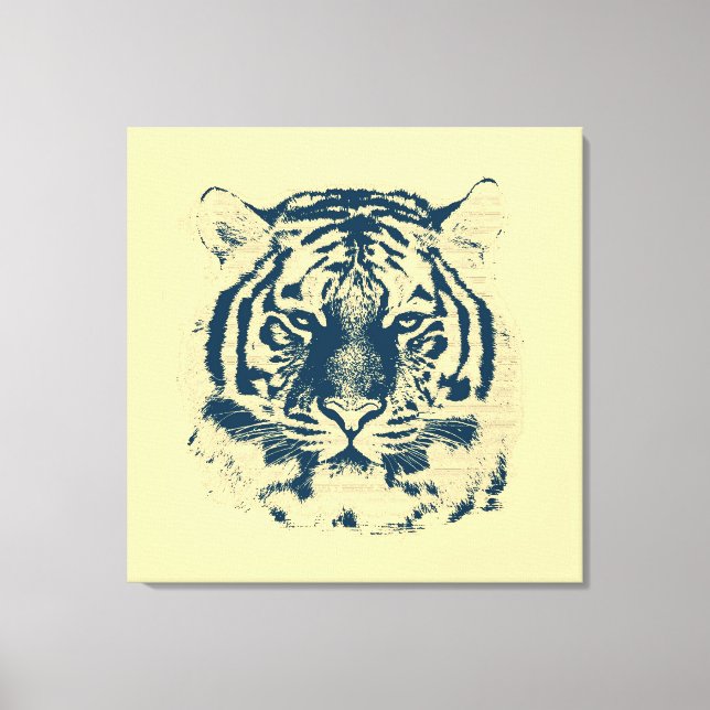 Vintage Tiger Face Close Up Canvas Print (Front)