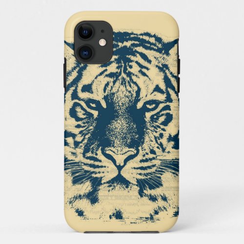 Vintage Tiger Face Close Up iPhone 11 Case