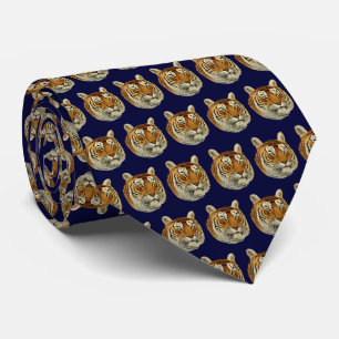 Vintage Tiger Head Navy Blue BG Neck Tie