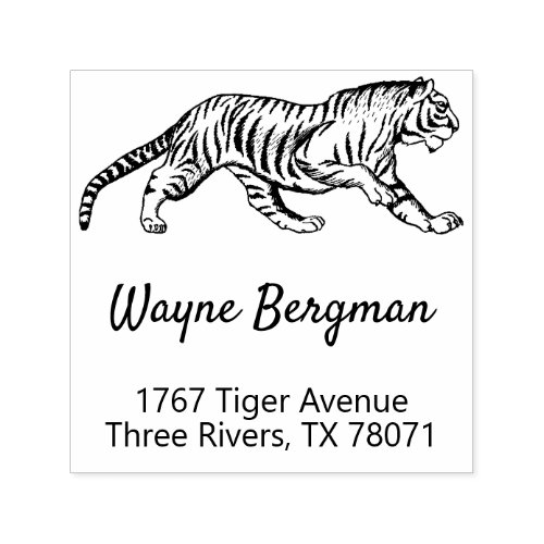 Vintage Tiger Illustration Return Address Self_inking Stamp