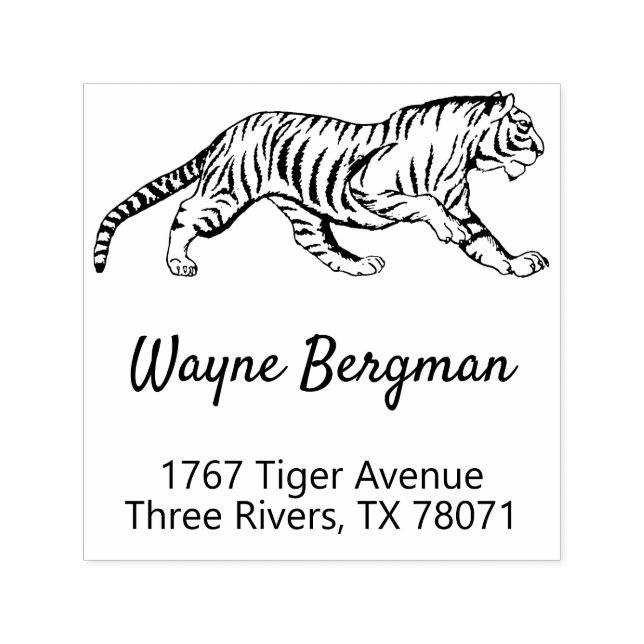 Vintage Tiger Illustration Return Address Self-inking Stamp (Design)