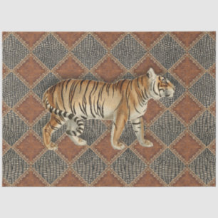 Vintage Tiger Leather Snake Skin Black Decoupage Tissue Paper
