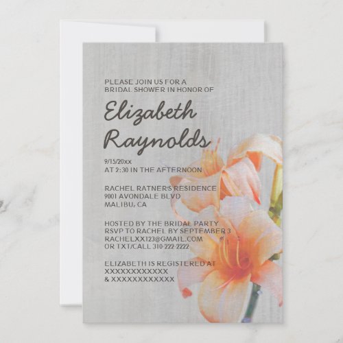 Vintage Tiger Lilies Bridal Shower Invitations