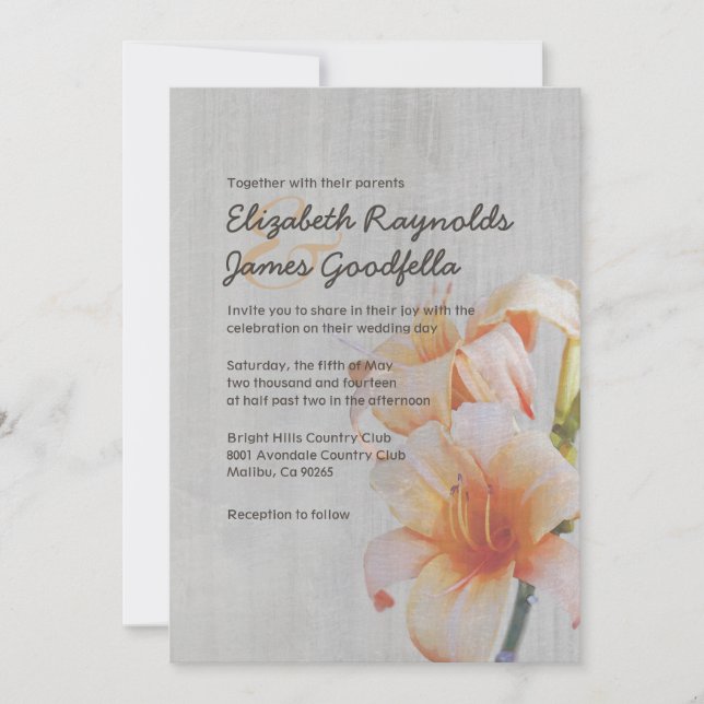 Vintage Tiger Lilies Wedding Invitations (Front)