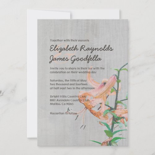 Vintage Tiger Lily Wedding Invitations