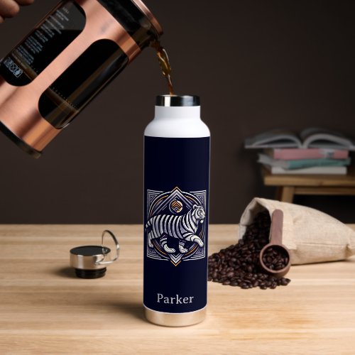 Vintage Tiger Navy Blue Water Bottle