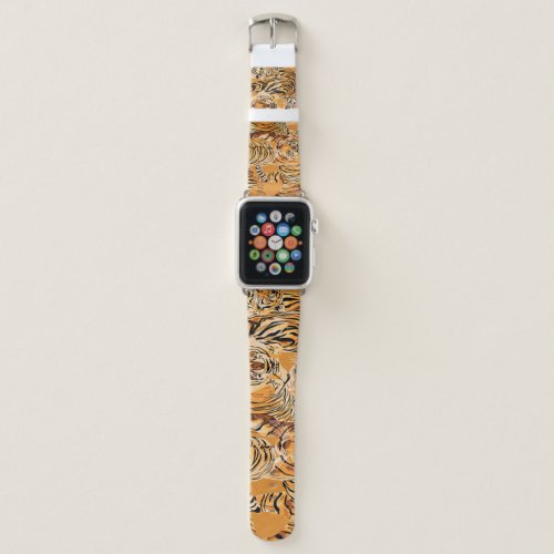Vintage Tiger Safari Wildlife Pattern Apple Watch Band
