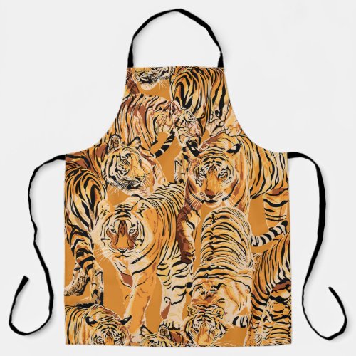 Vintage Tiger Safari Wildlife Pattern Apron