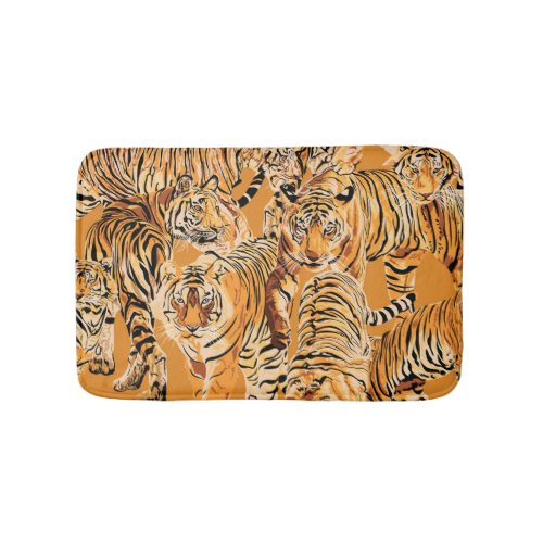 Vintage Tiger Safari Wildlife Pattern Bath Mat