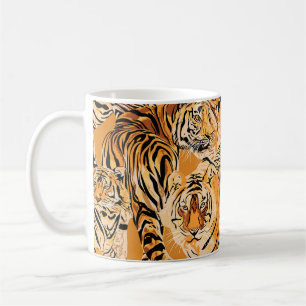 Vintage Tiger Safari Wildlife Pattern Coffee Mug