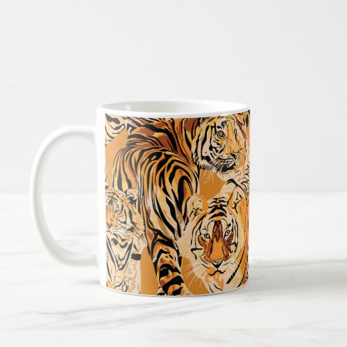Vintage Tiger Safari Wildlife Pattern Coffee Mug