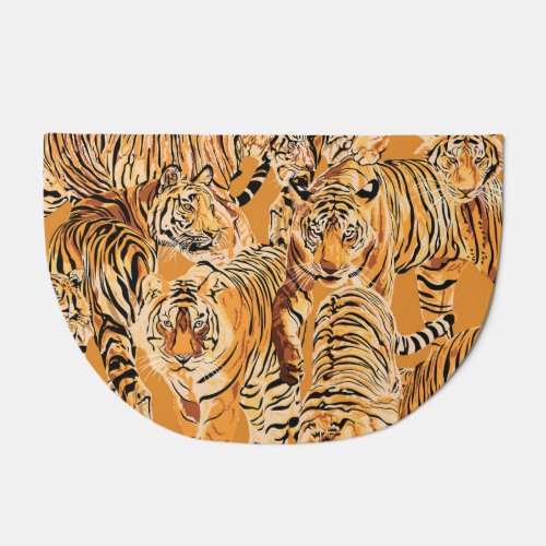 Vintage Tiger Safari Wildlife Pattern Doormat