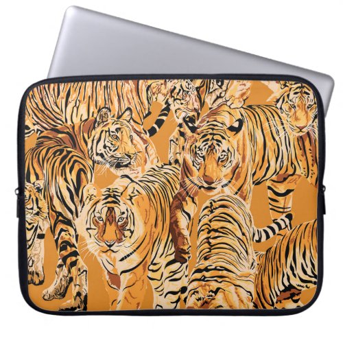 Vintage Tiger Safari Wildlife Pattern Laptop Sleeve